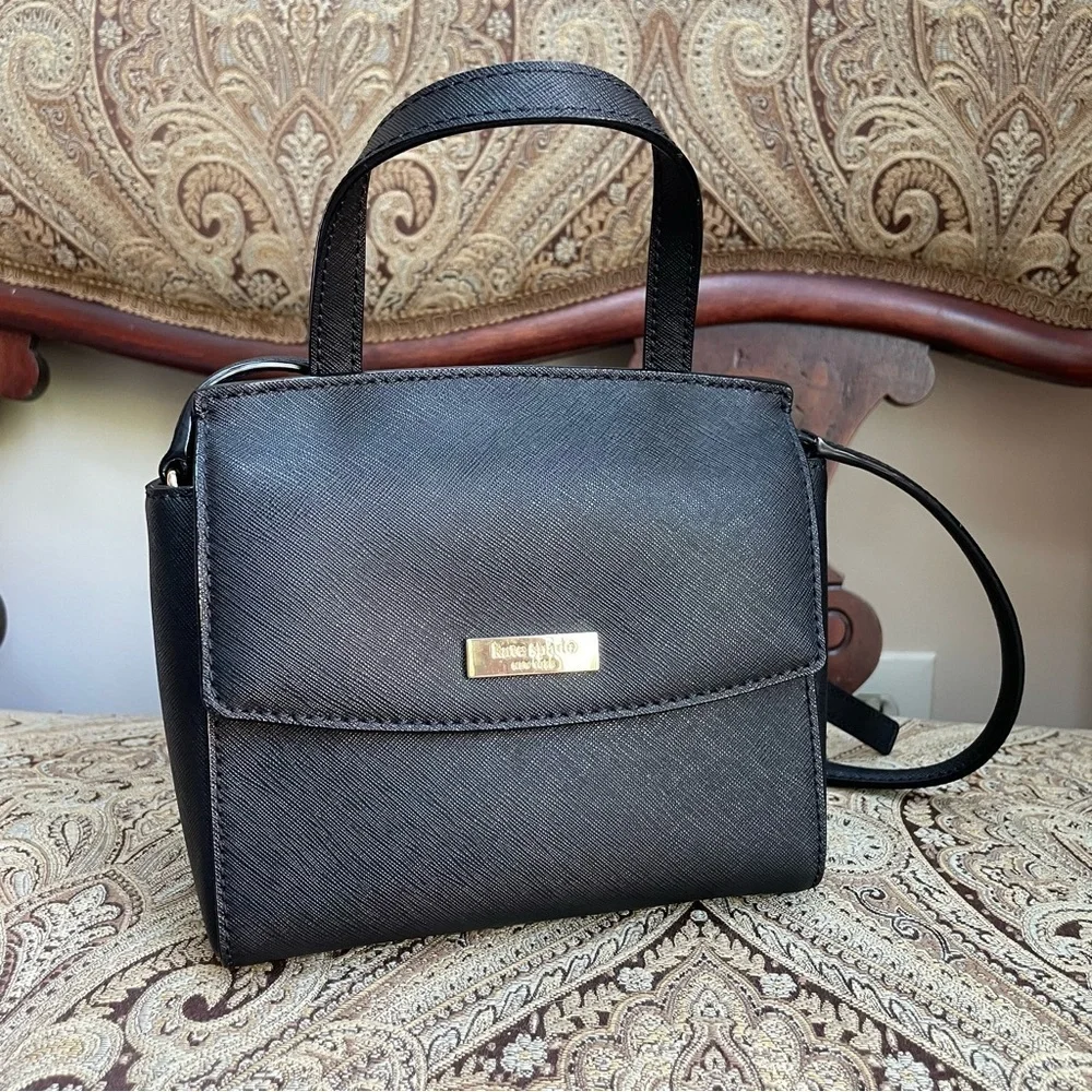 Kate Spade Laurel Way Mini Alisanne Crossbody Bag Black Saffiano Leather